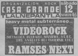 Flyer for the Metal video shows with following live concerts
