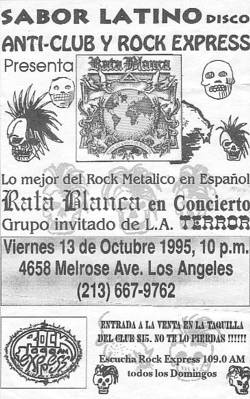 Concert with TERROR opening for Argentina`s RATA BLANCA in LA